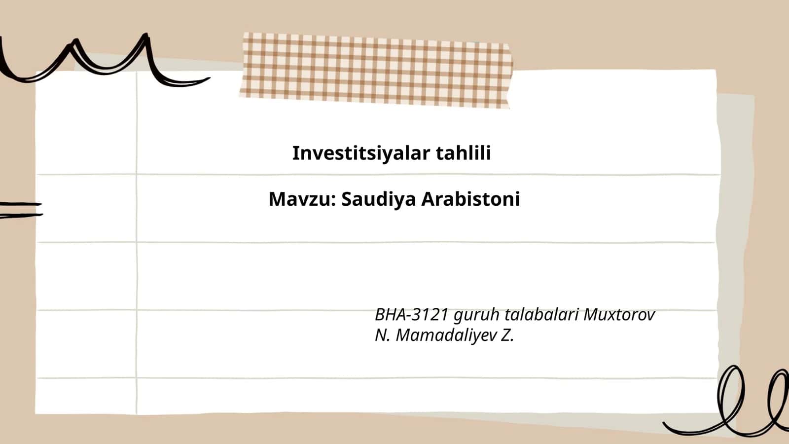 Investitsiyalar tahlili 1