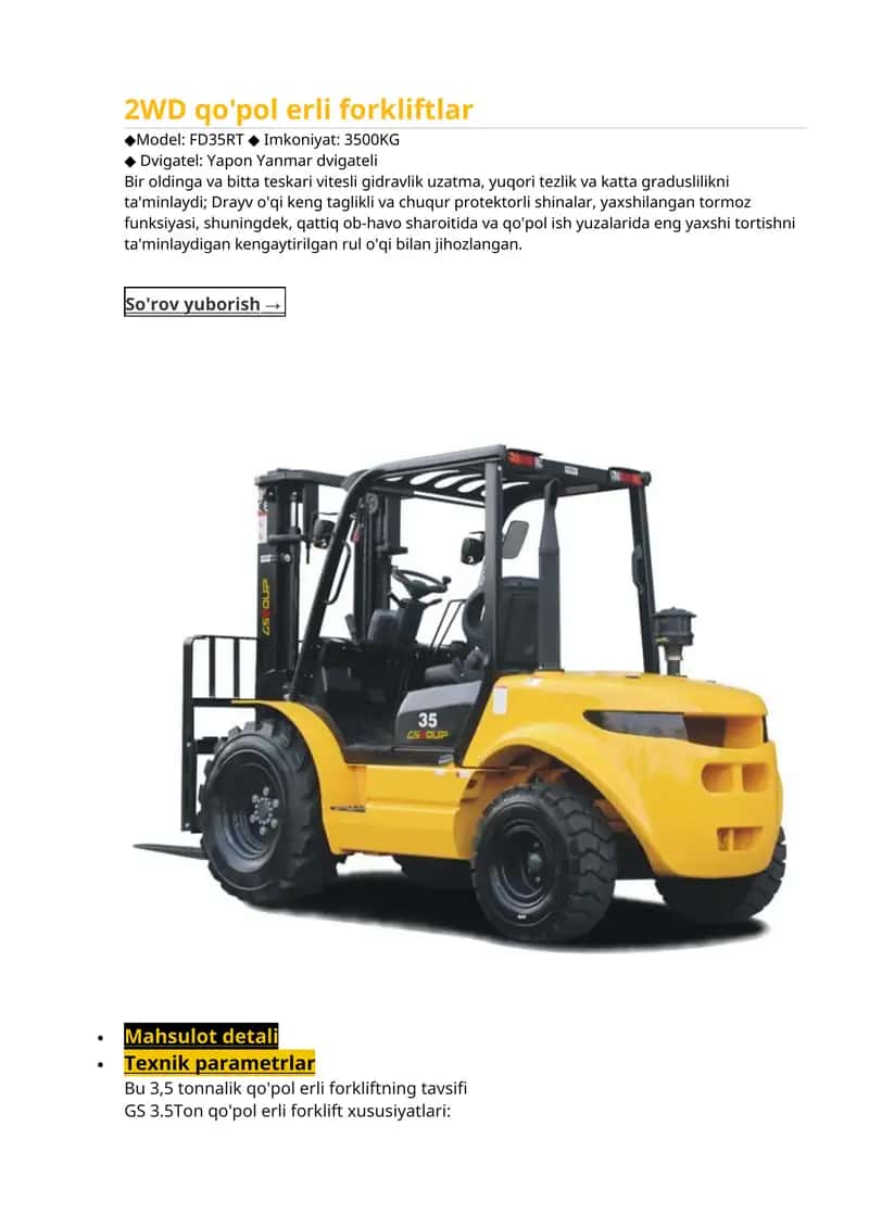 GS 3.5Ton qo'pol erli forklift 1