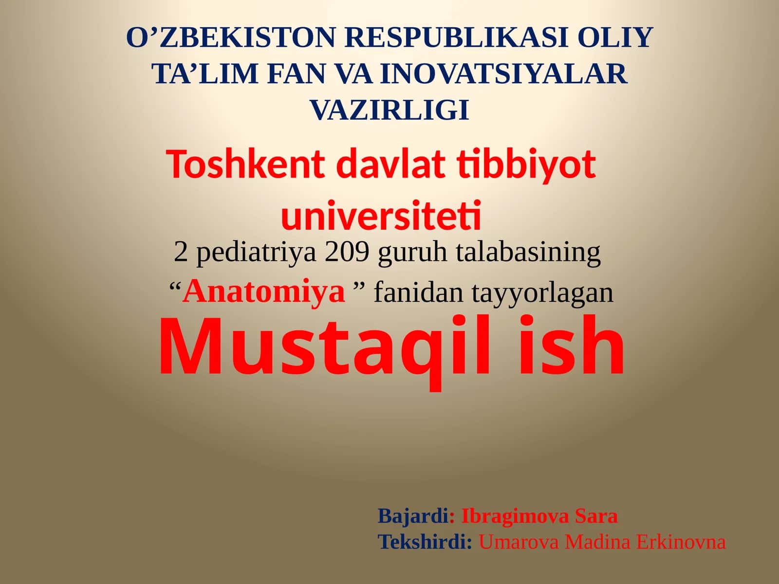 Anatomiya fanidan mustaqilish 1