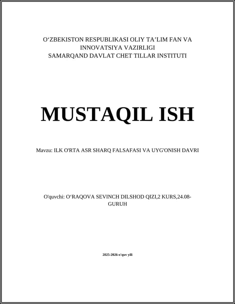 ILK O'RTA ASR SHARQ FALSAFASI VA UYG'ONISH DAVRI 1