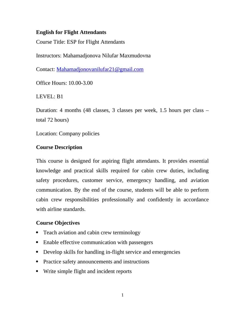 ESP for Flight Attendants 1