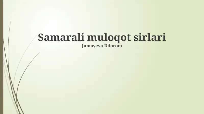 Samarali muloqot sirlari 1