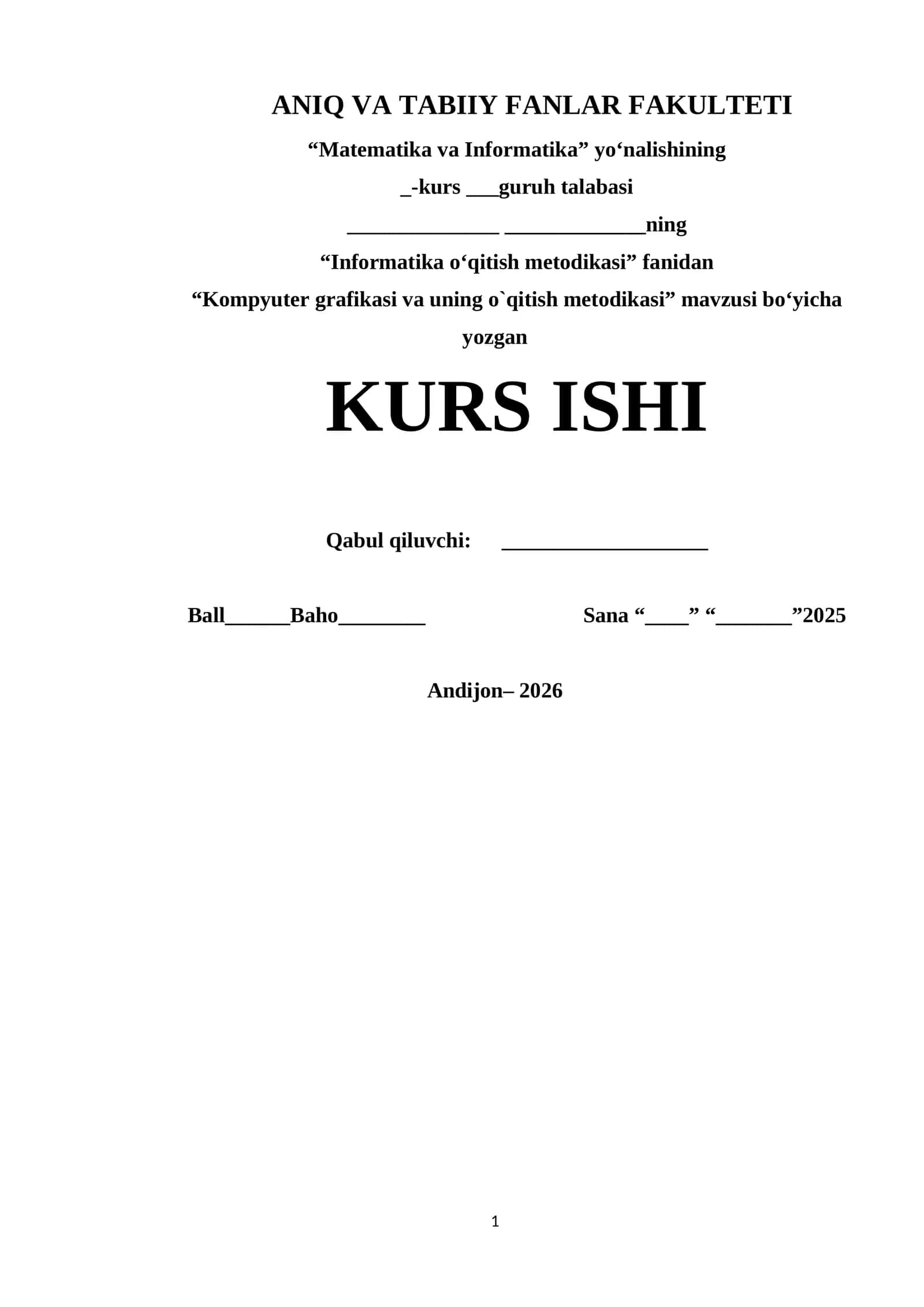 Kompyuter grafikasi va uning oqitish metodikasi 1