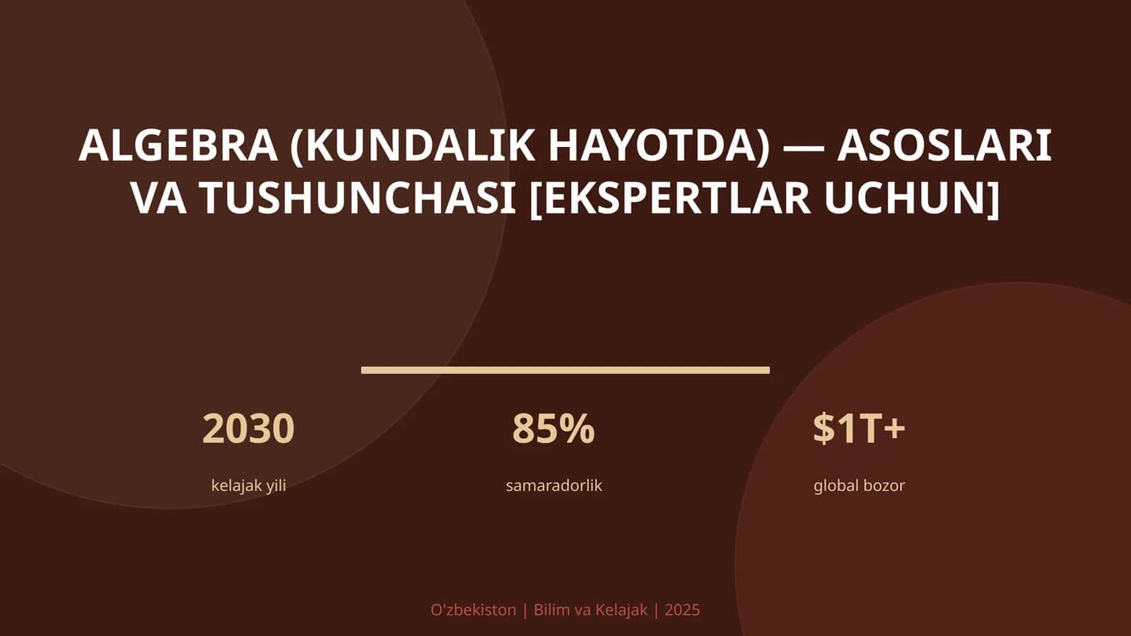 Algebra (Kundalik Hayotda) — Asoslari va Tushunchasi [Ekspertlar Uchun] 1