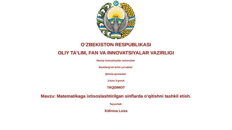 Matematikaga ixtisoslashtirilgan sinflarda o‘qitishni tashkil etish 1