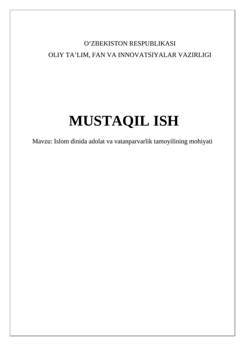 Islomda adolat va vatanparvarlik tamoyilining mohiyati 1