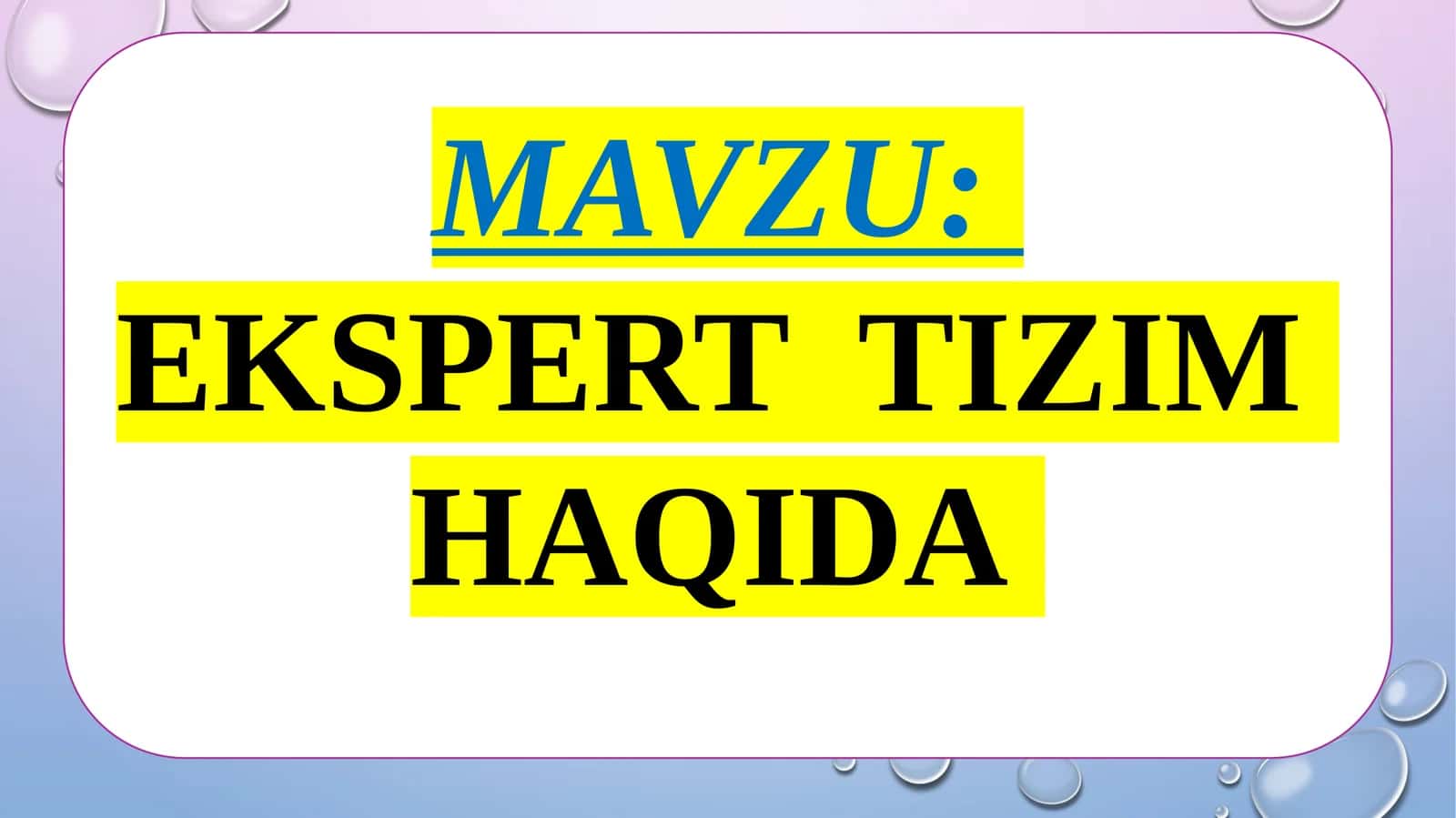 EKSPERT TIZIM HAQIDA 1