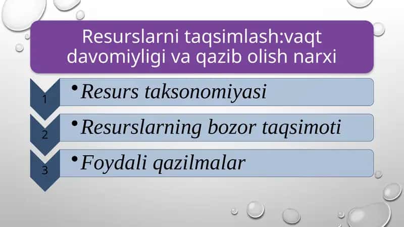 Resurslarni taqsimlash vaqt davomiyligi va qazib olish narxi 1