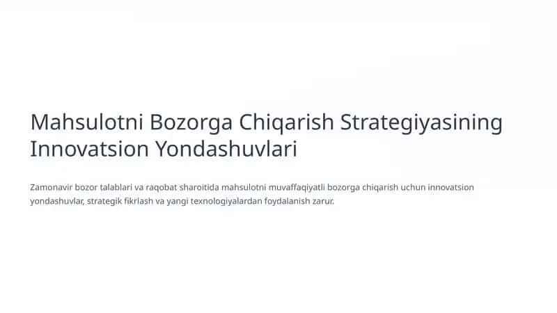 Innovatsion Yondashuvlar 1