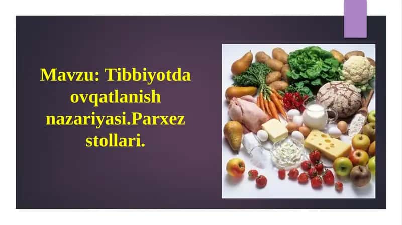 Tibbiyotda ovqatlanish nazariyasi 1