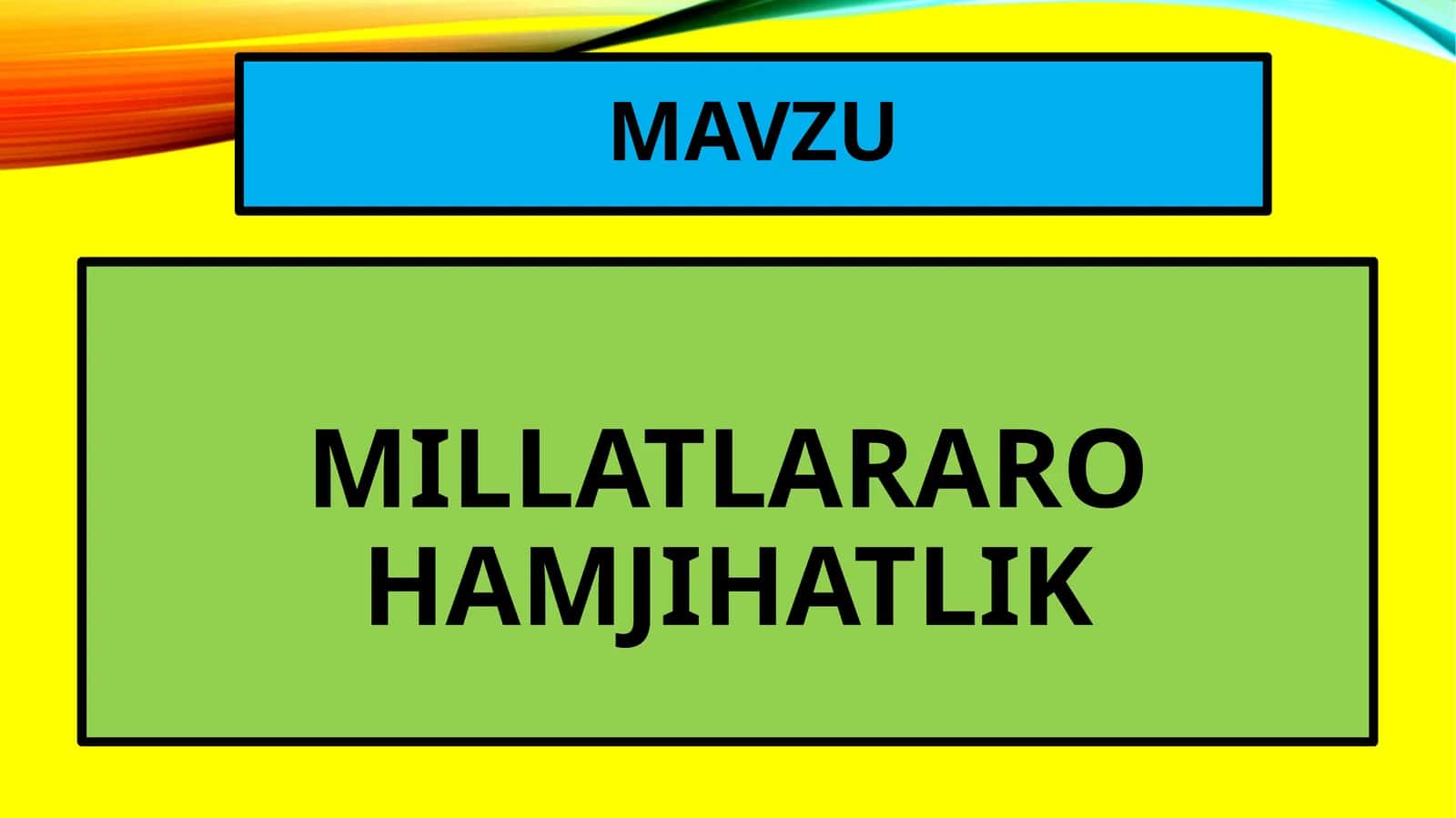 MILLATLARARO HAMJIHATLIK 1