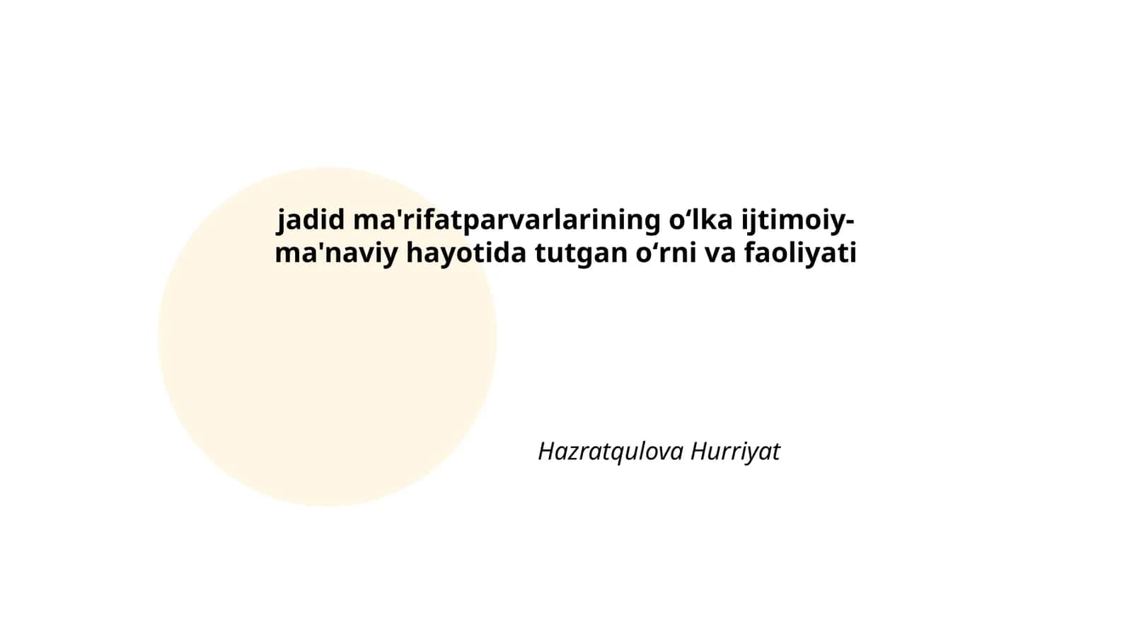 Jadid ma'rifatparvarlarining oʻlka ijtimoiy-ma'naviy hayotida tutgan oʻrni va faoliyati 1