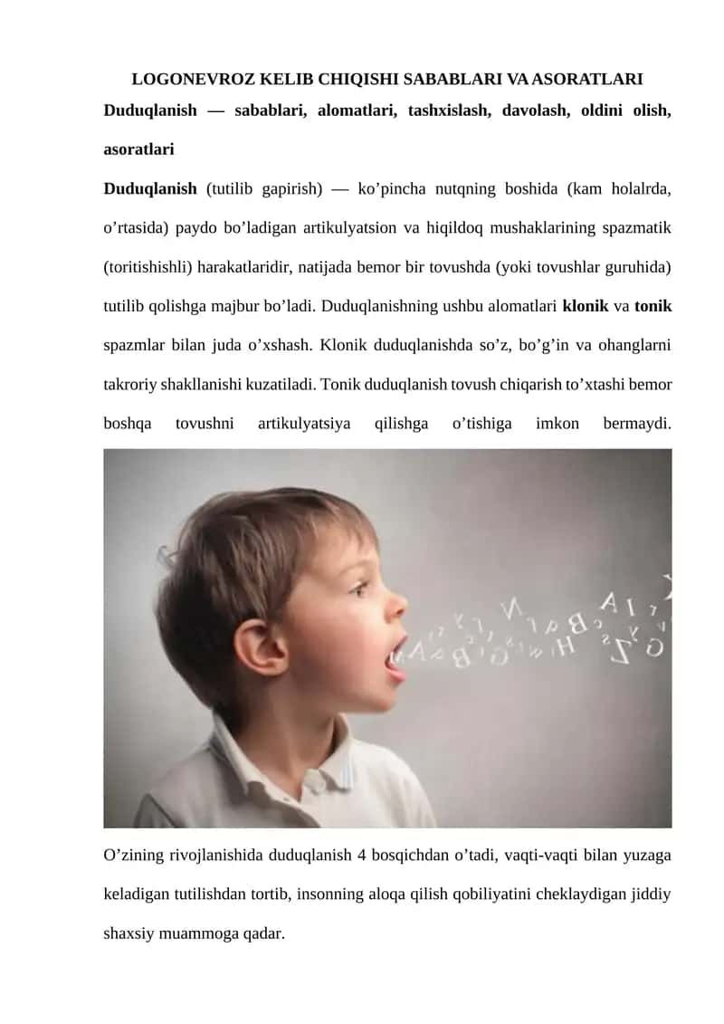 LOGONEVROZ KELIB CHIQISHI SABABLARI VA ASORATLARI 1