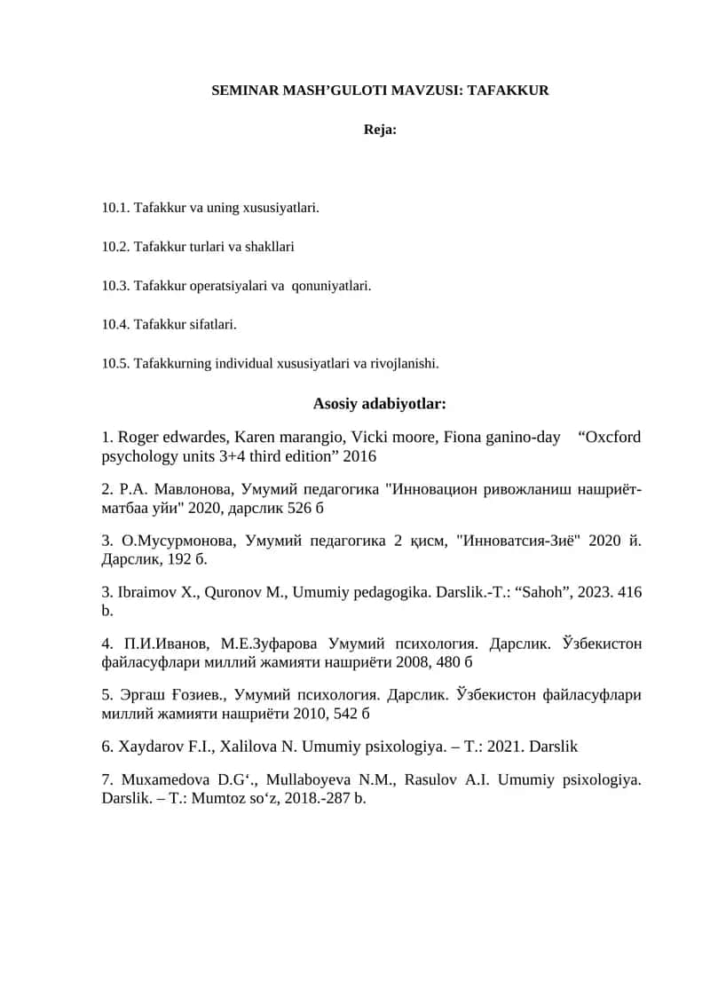 Tafakkur seminar mash'guloti 1