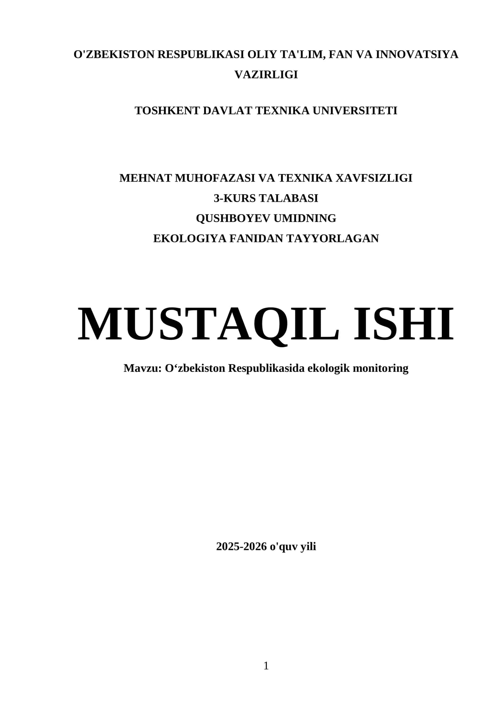 Oʻzbekiston Respublikasida ekologik monitoring 1