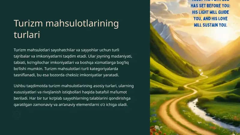 Turizm mahsulotlarining turlari 1