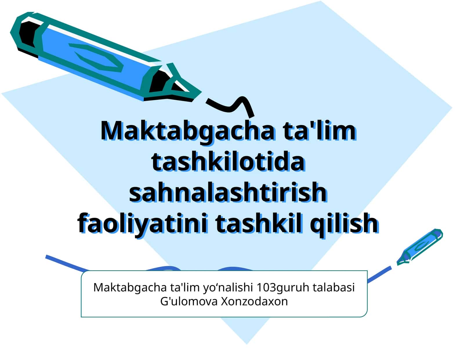 Maktabgacha ta'lim tashkilotida sahnalashtirish faoliyatini tashkil qilisH 1