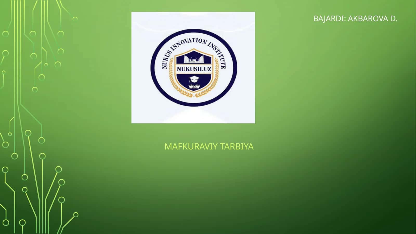 MAFKURAVIY TARBIYA 1