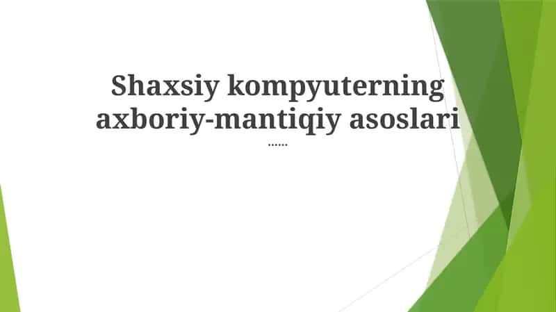 Ko'rsatmalar To'plami Arxitekturasi 1