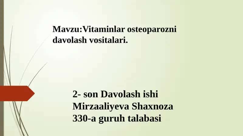 Vitaminlar osteoporozni davolash vositalari 1