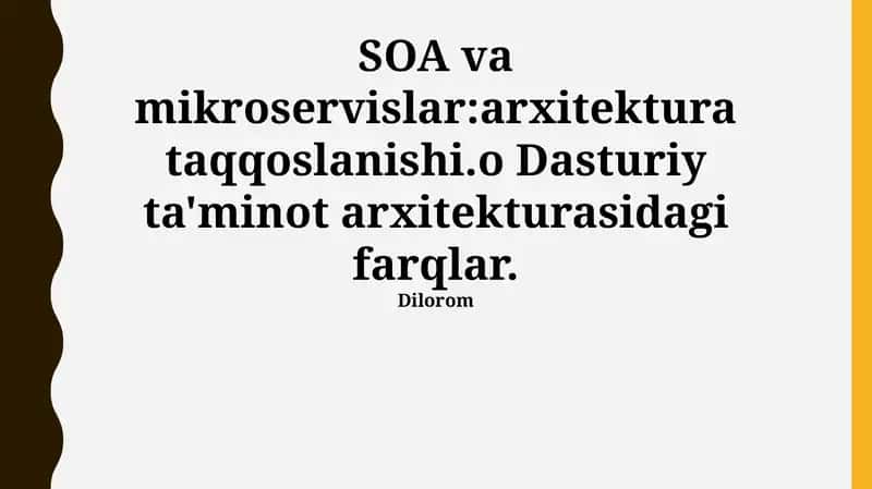 Dasturiy Ta'minot Arxitekturasidagi Farqlar 1