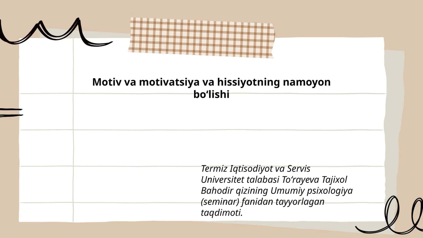 Umumiy psixologiya (seminar) fanidan taqdimoti 1