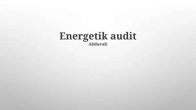 Energetik audit 1