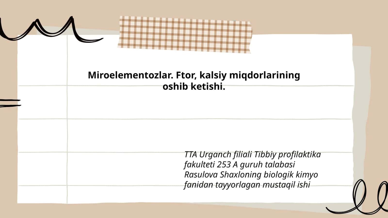 Miroelementozlar. Ftor, kalsiy miqdorlarining oshib ketishi 1