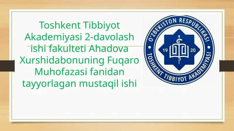 Tаbiiy, Texnogen, Ekologik va Ijtimoiy TUSDAGI FAVQULOTDA VAZIYATLARDA HAYOT FAOLIYATI XAVFSIZLIGI VA FUQARO MUHOFAZASI 1