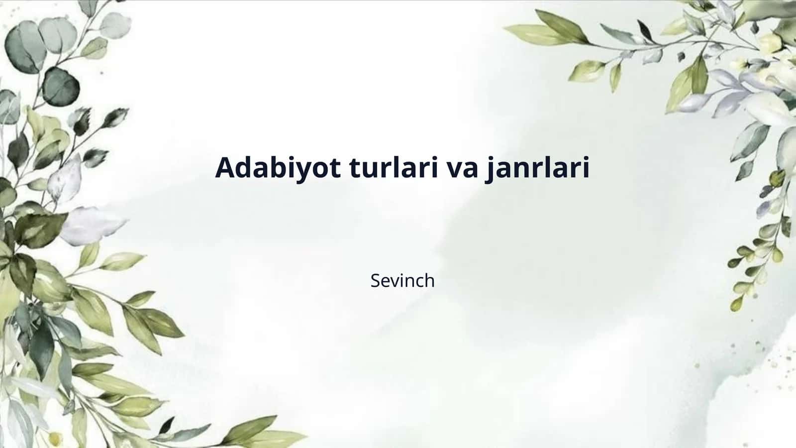 Adabiyot turlari va janrlari 1