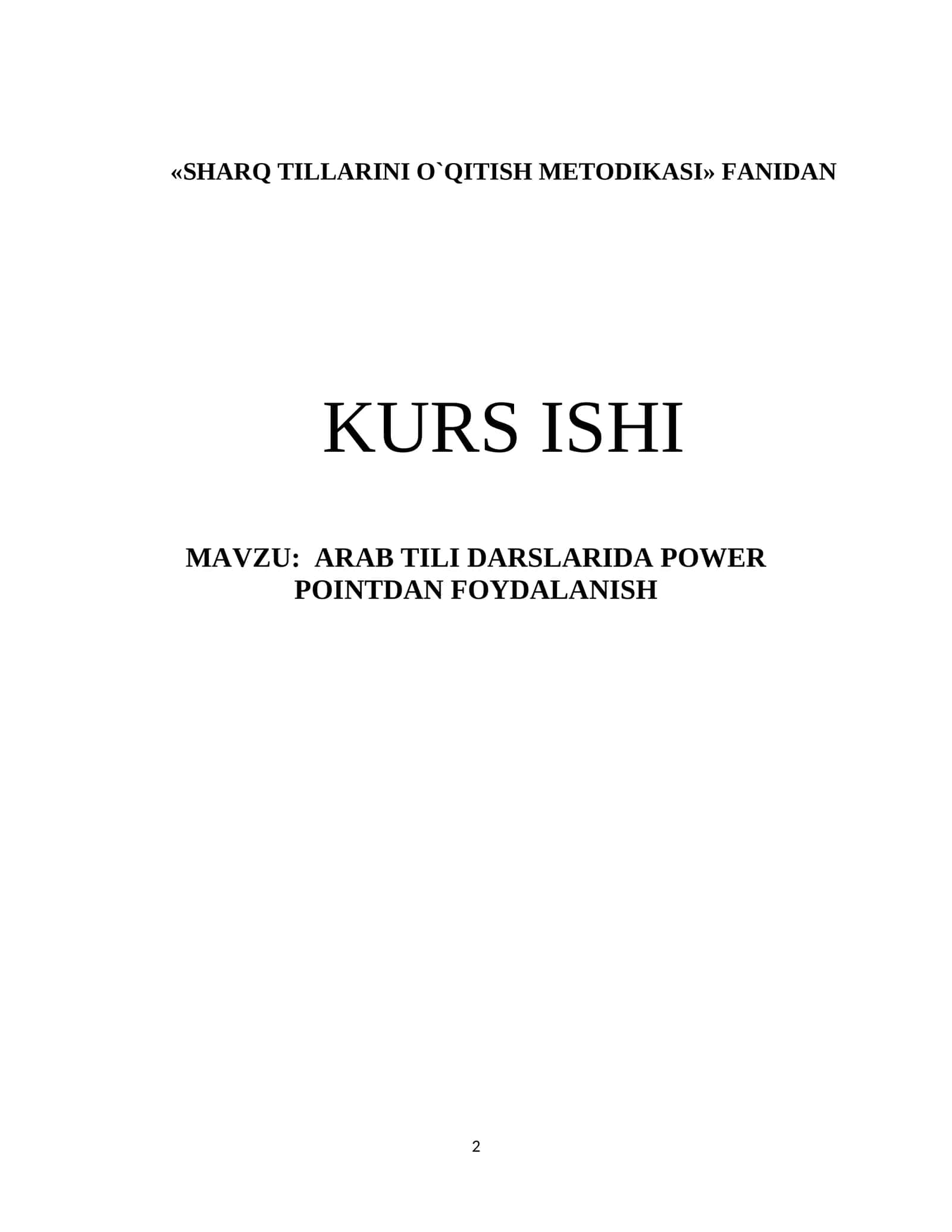 KURS ISHI Arab tili darslarida power pointdan foydalanish 1