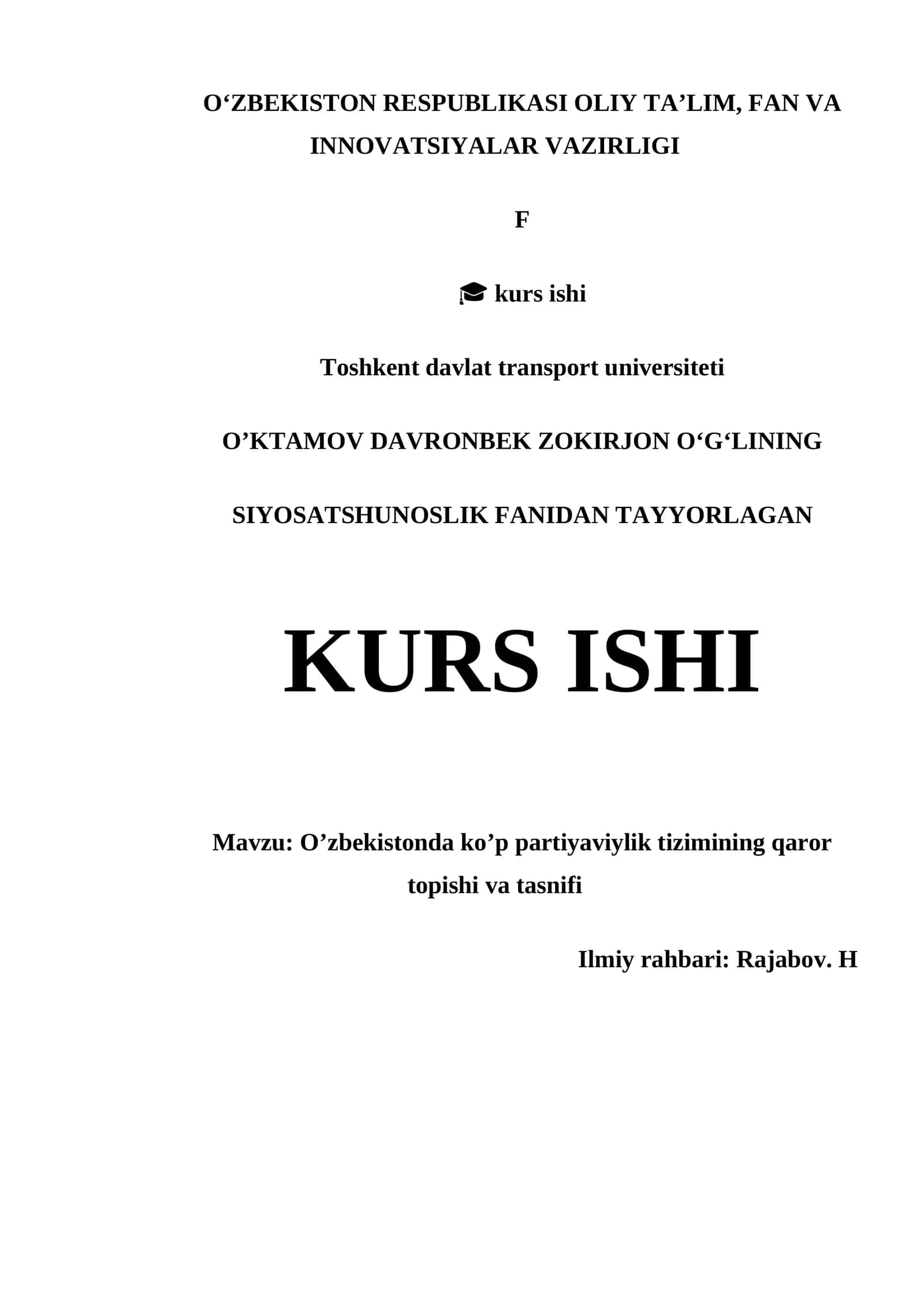 Oʼzbekistonda koʼp partiyaviylik tizimining qaror topishi va tasnifi 1