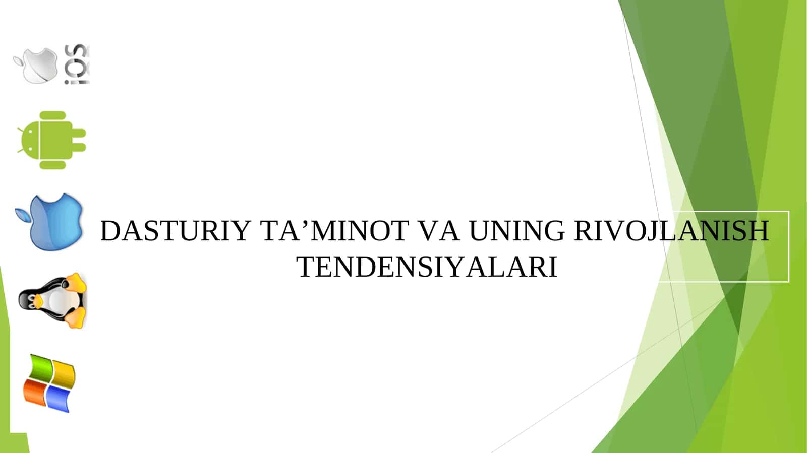 Dasturiy ta'minot va uning rivojlanish tendensiyalari 1