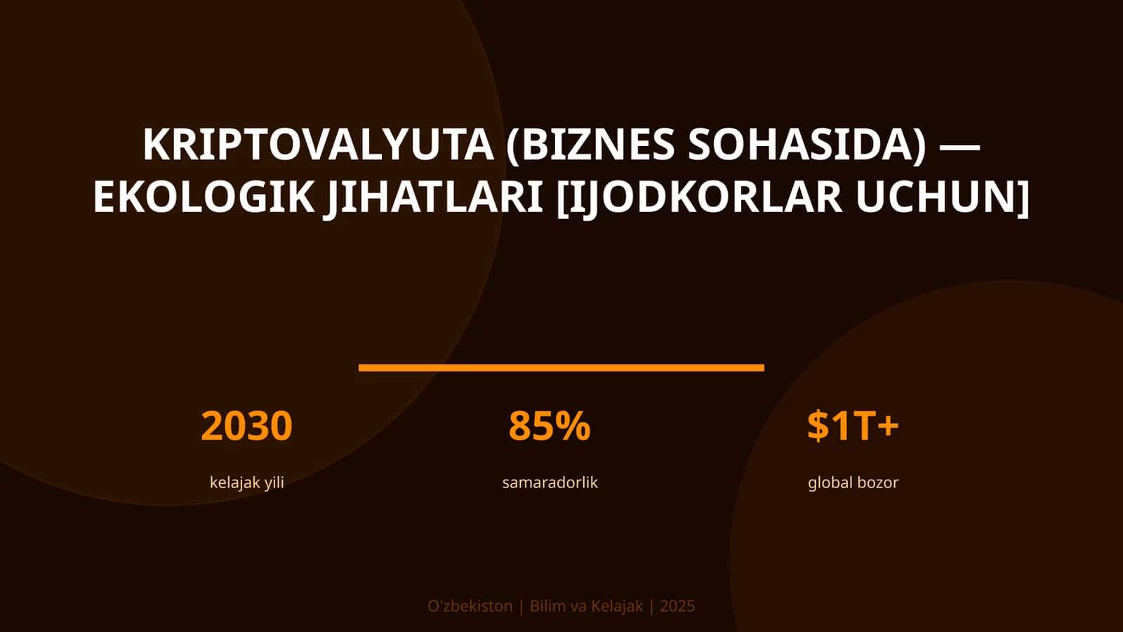 Kriptovalyuta (biznes sohasida) — ekologik jihatlari [ijodkorlar uchun] 1