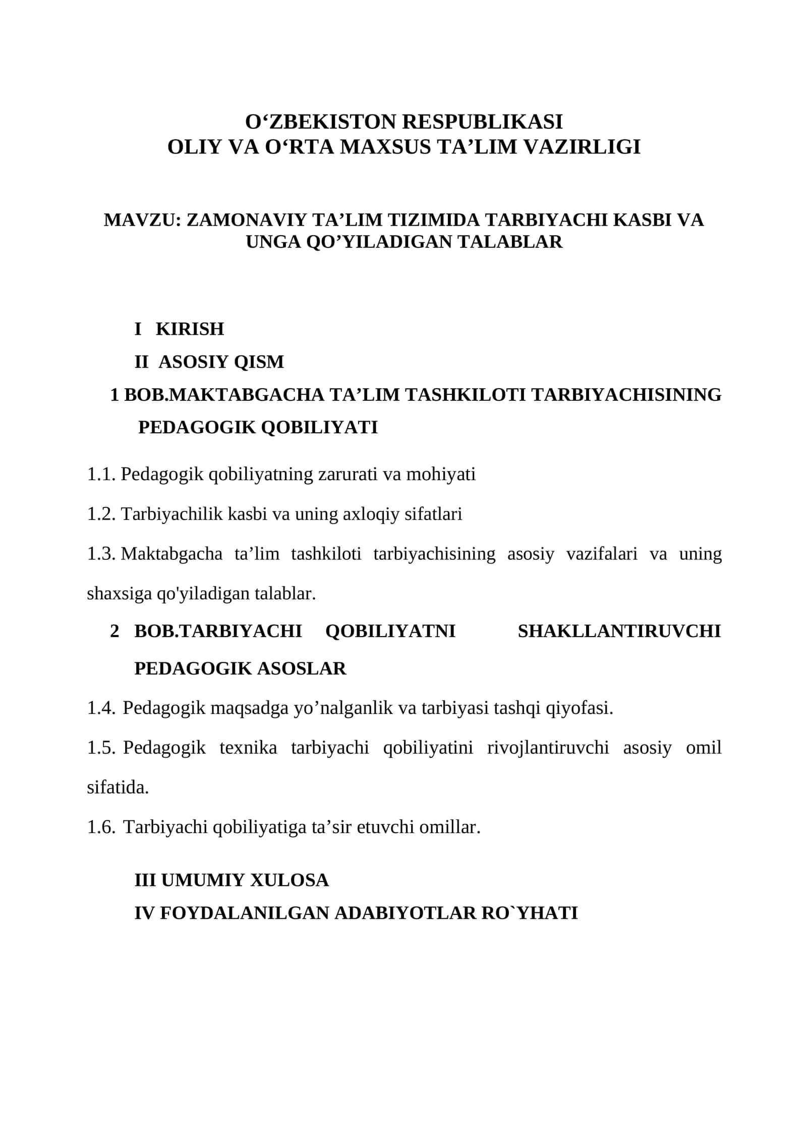 TARBIYACHI QOBILIYATNI SHAKLLANTIRUVCHI PEDAGOGIK ASOSLAR 1