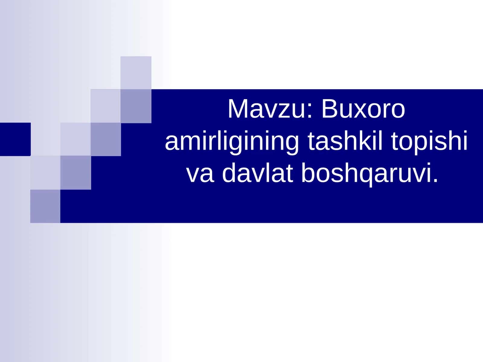 Buxoro amirligining tashkil topishi va davlat boshqaruvi 1