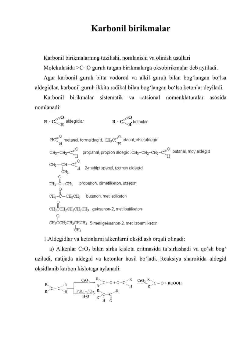 Karbonil birikmalar 1