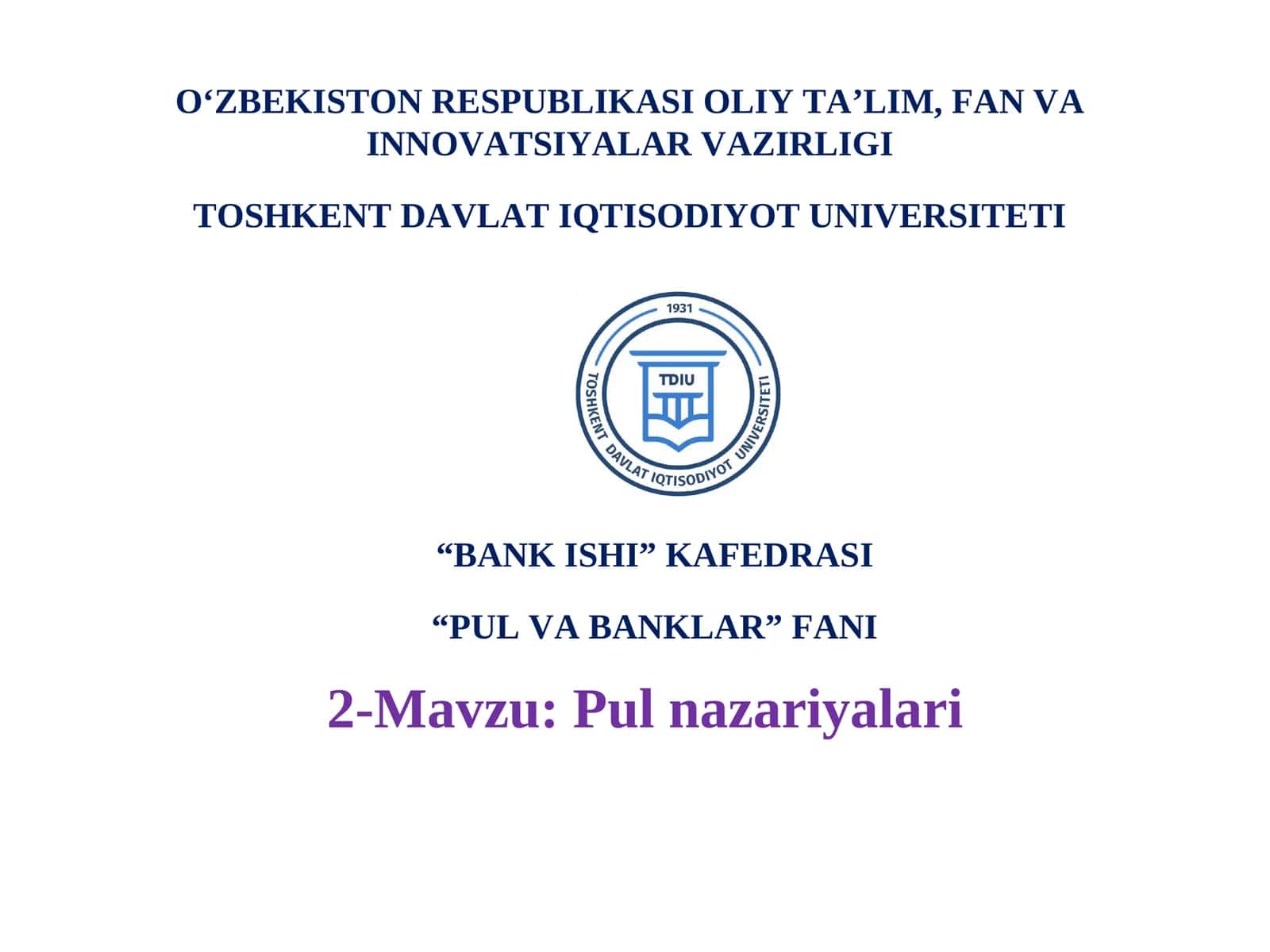 Pul nazariyalari 1