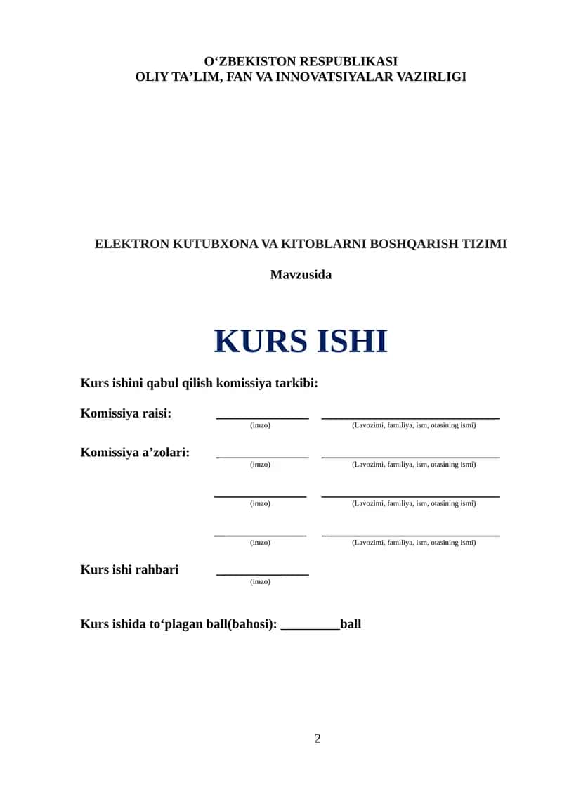 ELEKTRON KUTUBXONA VA KITOBLARNI BOSHQARISH TIZIMI 1