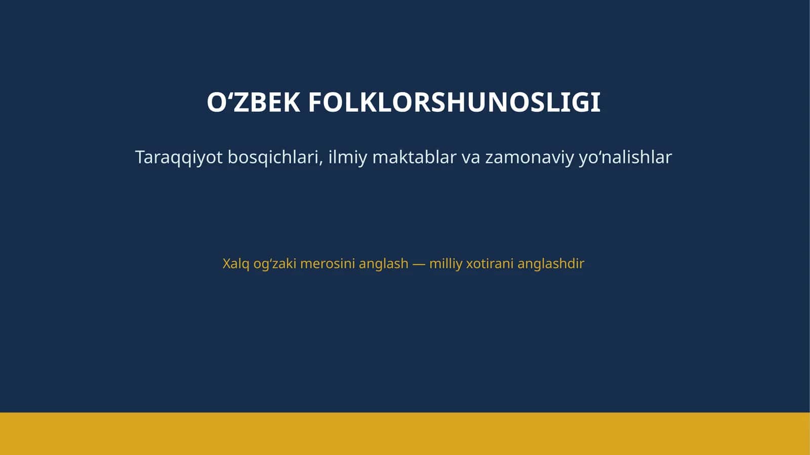 O'ZBEK FOLKLORSHUNOSLIGI 1
