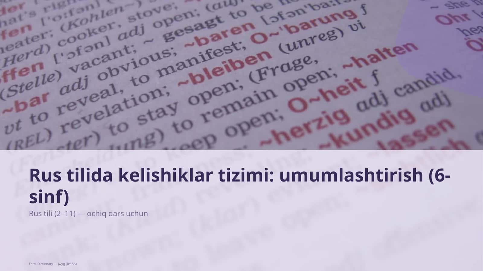 Rus tilida kelishiklar tizimi: umumlashtirish (6-sinf) 1