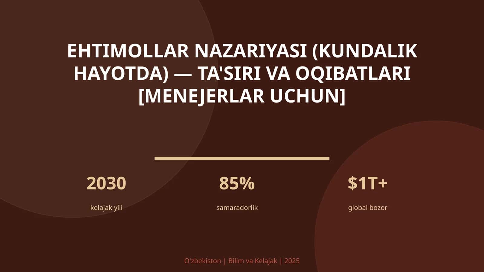 Ehtimollar nazariyasi (kundalik hayotda) — ta'siri va oqibatlari [menejerlar uchun] 1