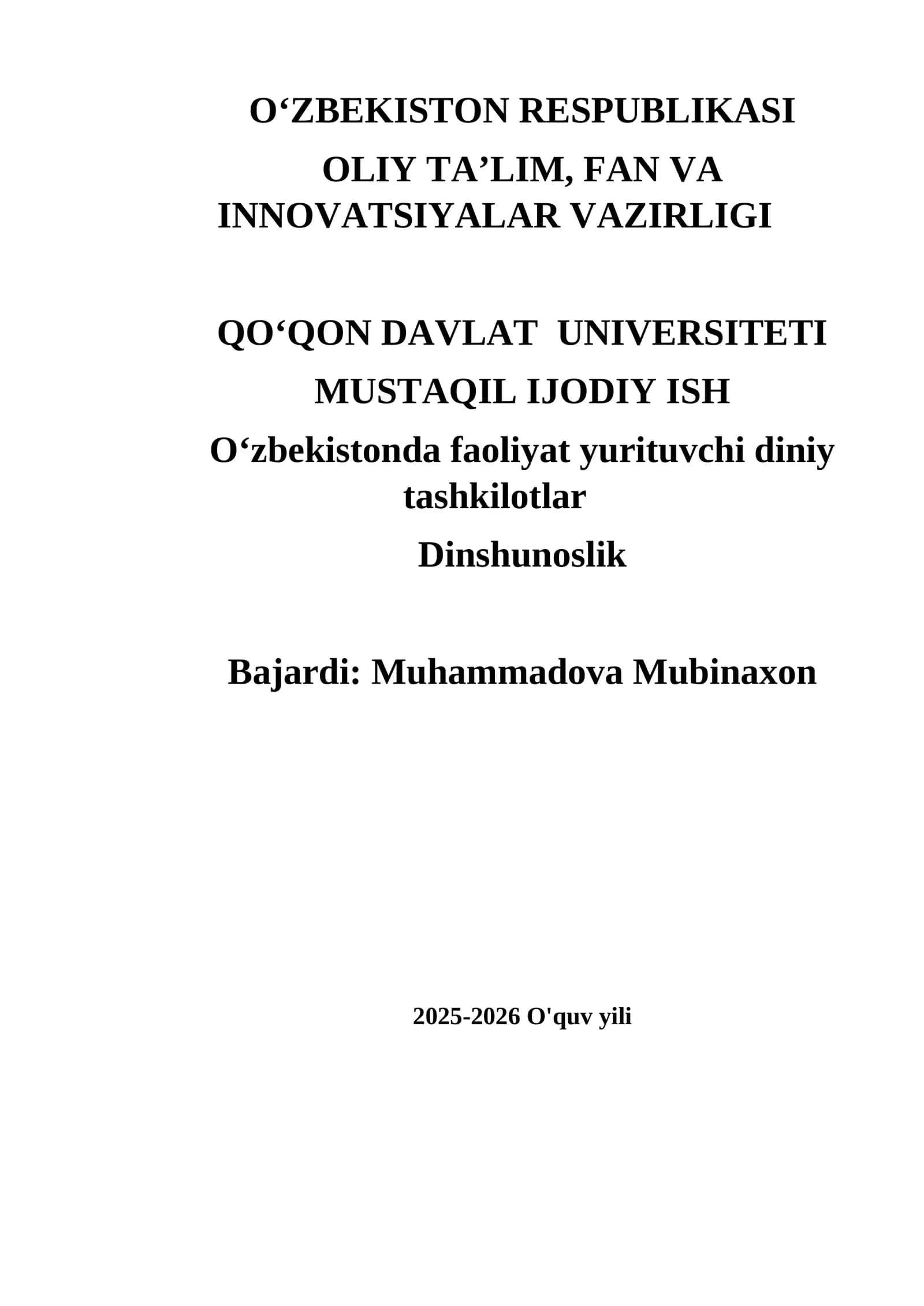O‘zbekistonda faoliyat yurituvchi diniy tashkilotlar 1