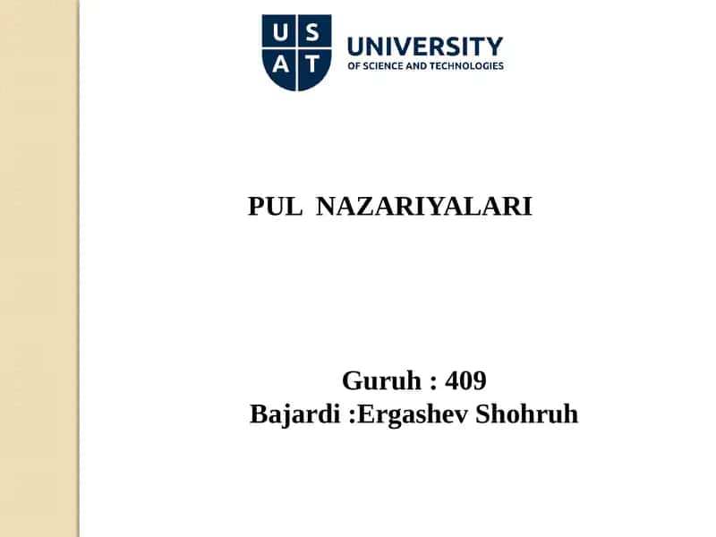 PUL NAZARIYALARI 1