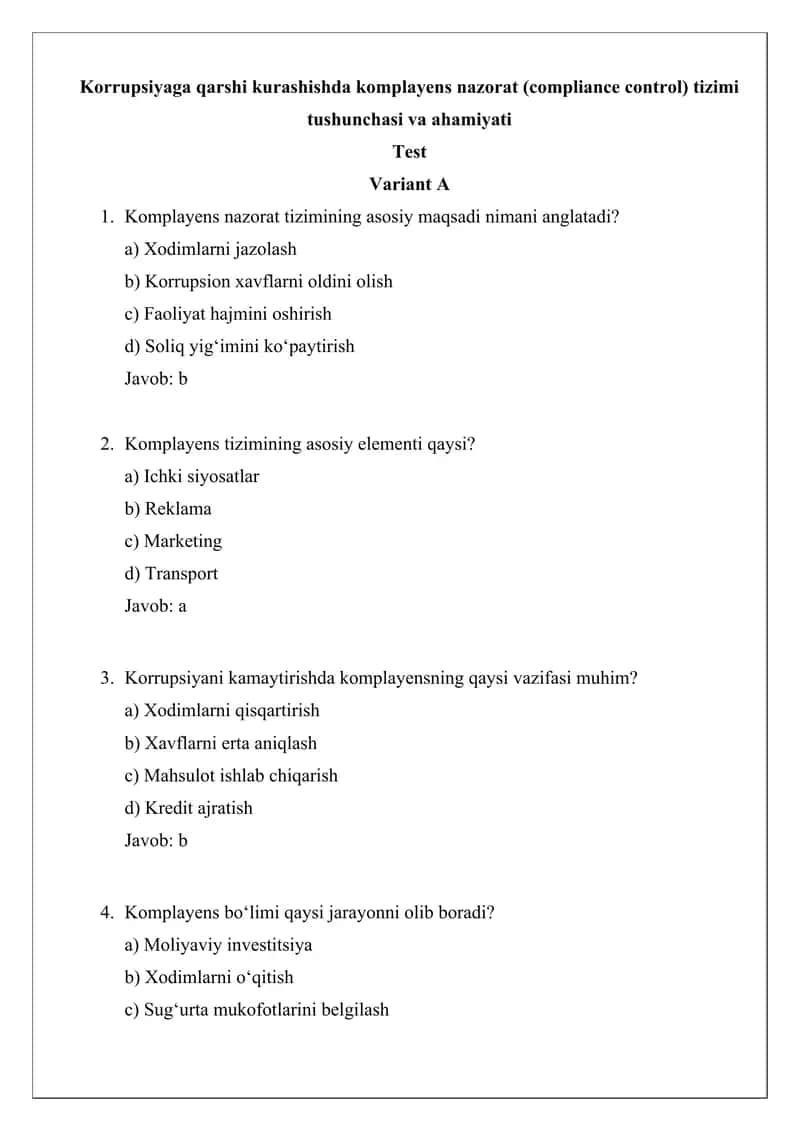 Komplayens nazorati 1