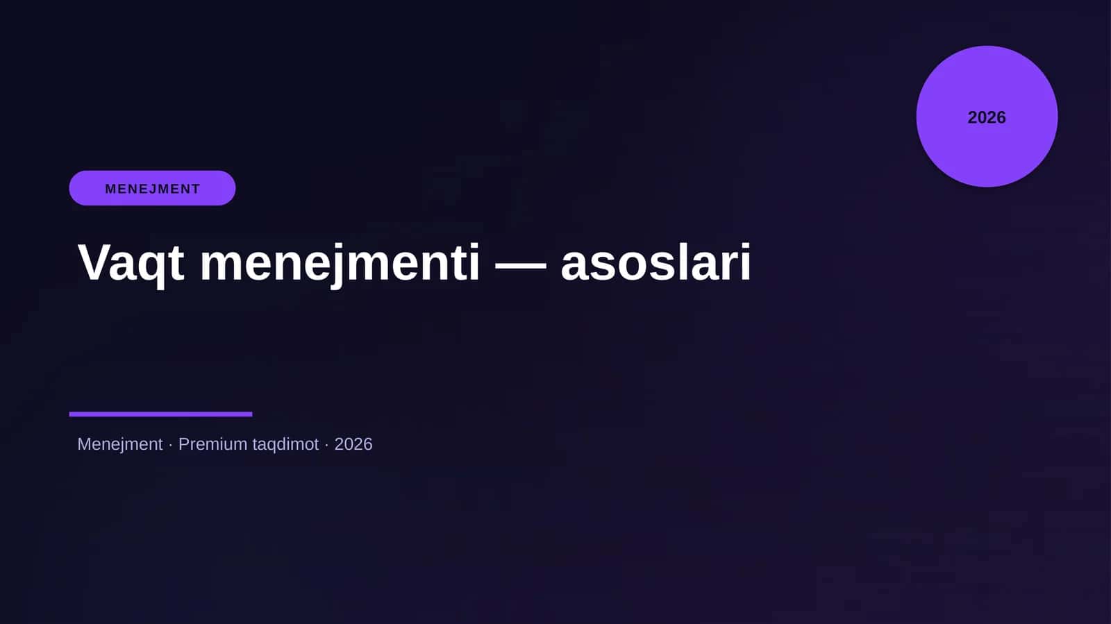 Vaqt menejmenti — asoslari 1