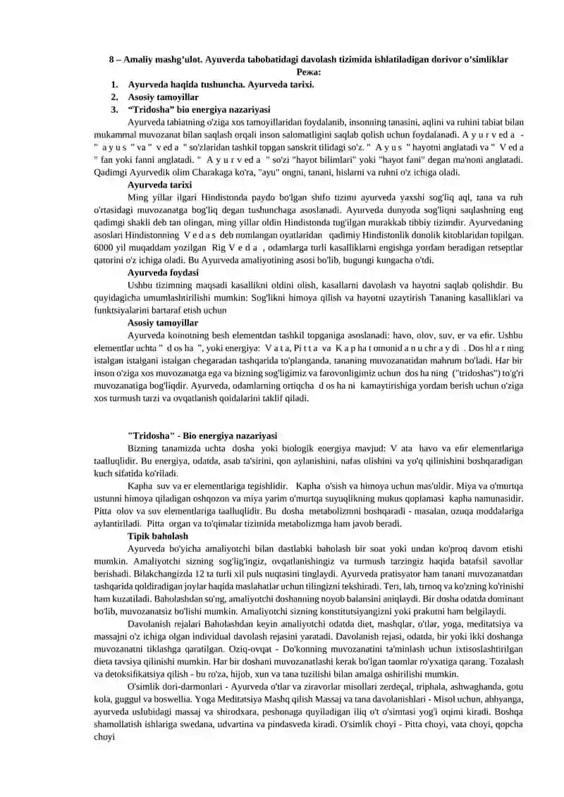 Ayurveda tabobati 1