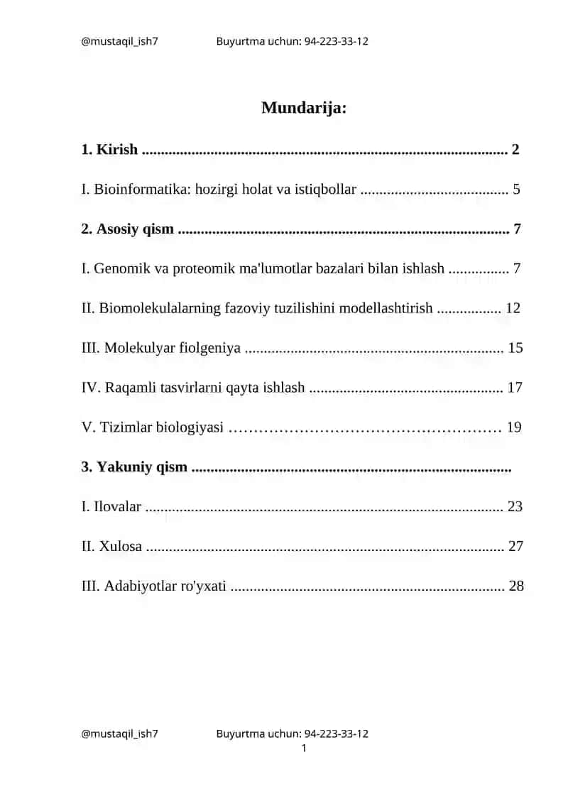 Bioinformatsion ma’lumotlar bazasi va ularning turlari 1