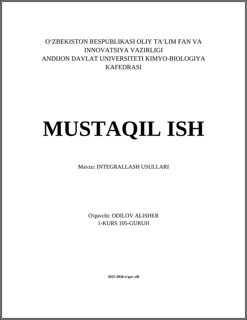 INTEGRALLASH USULLARI 1