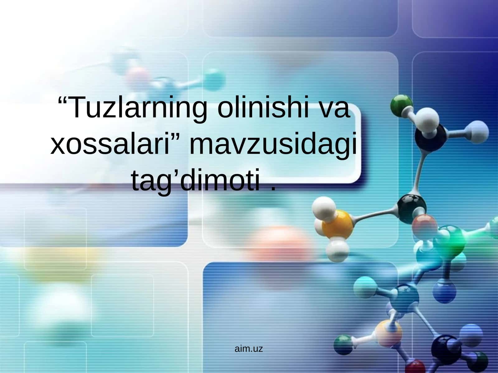 Tuzlarning olinishi va xossalari 1